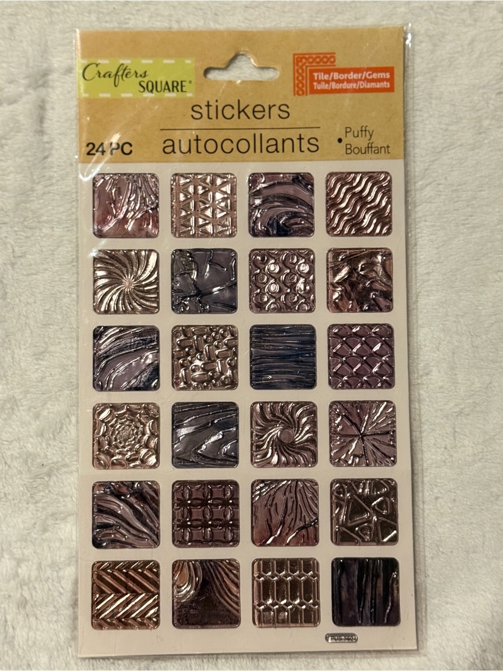 💜 Puffy Square Decor Stickers - Scrapbooking & Journaling